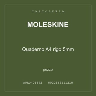 Moleskine Quaderno A4 rigo 5mm — conf. 3 pz