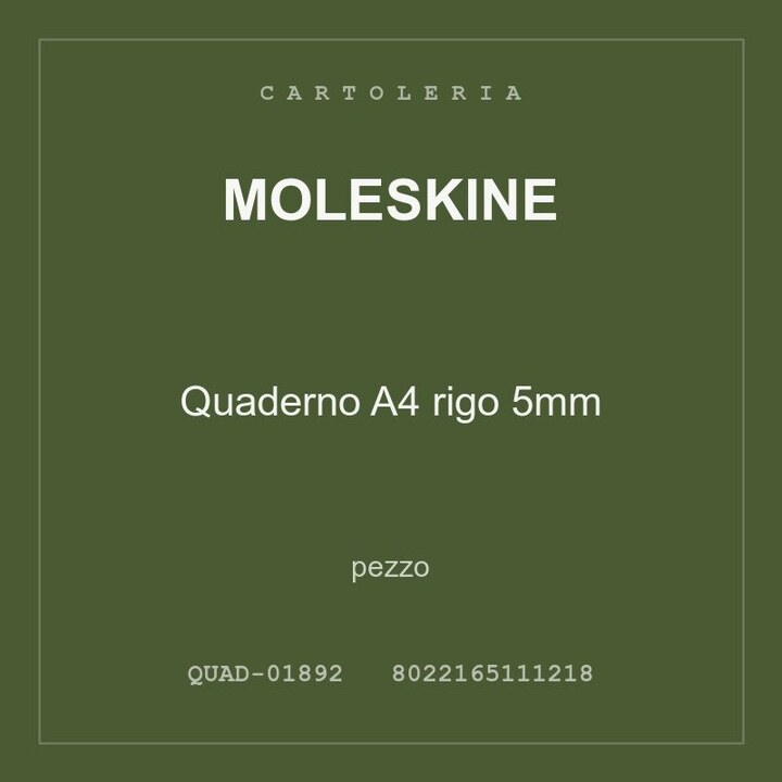 Moleskine Quaderno A4 rigo 5mm — conf. 3 pz