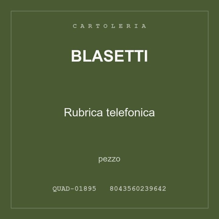 Blasetti Rubrica telefonica — pezzo