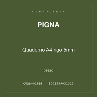 Pigna Quaderno A4 rigo 5mm — conf. 2 pz