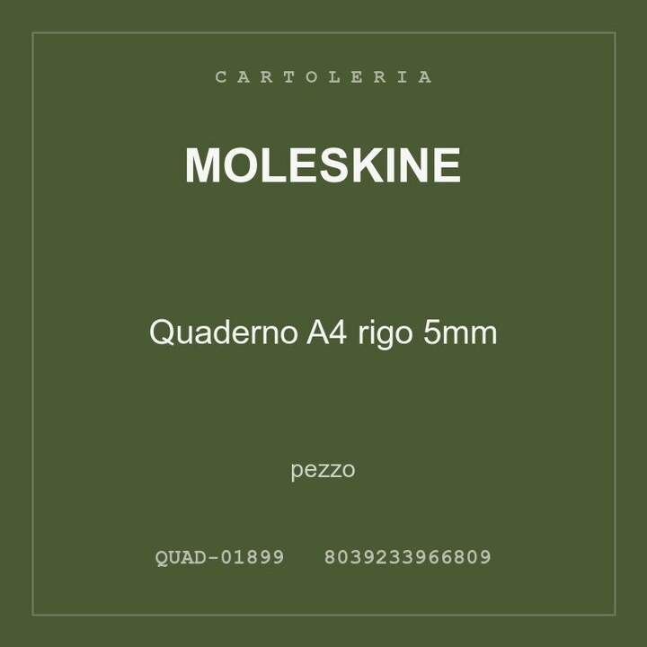 Moleskine Quaderno A4 rigo 5mm — conf. 4 pz