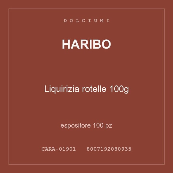 Haribo Liquirizia rotelle 100g — espositore 100 pz