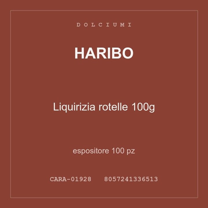 Haribo Liquirizia rotelle 100g — espositore 200 pz