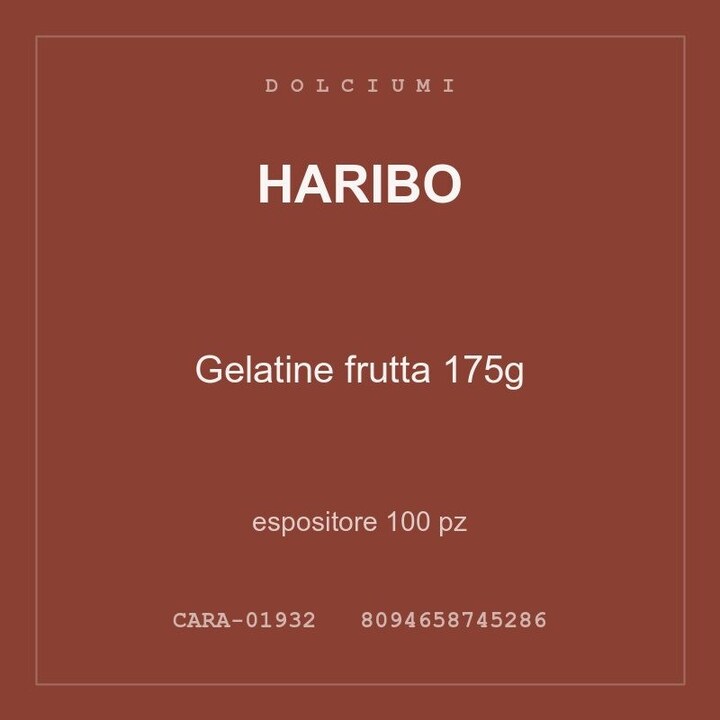 Haribo Gelatine frutta 175g — espositore 100 pz