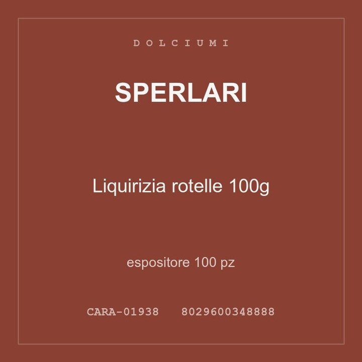 Sperlari Liquirizia rotelle 100g — espositore 100 pz