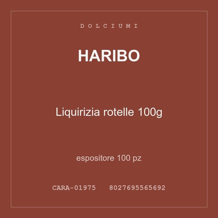 Haribo Liquirizia rotelle 100g — espositore 25 pz