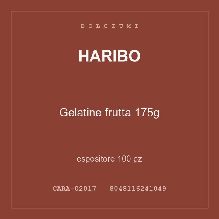 Haribo Gelatine frutta 175g — espositore 200 pz
