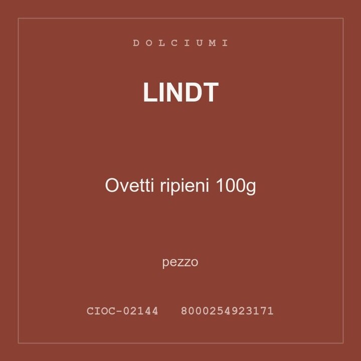 Lindt Ovetti ripieni 100g — conf. 2 pz