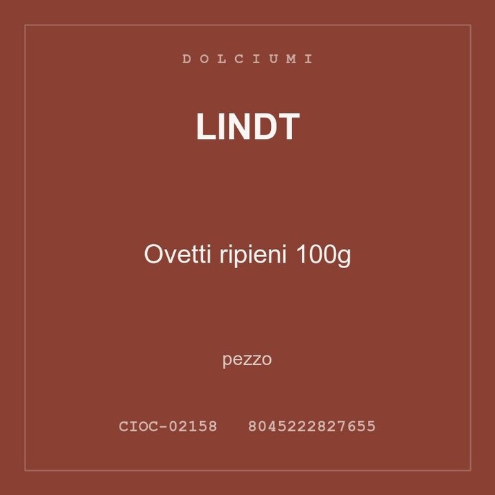 Lindt Ovetti ripieni 100g — conf. 3 pz