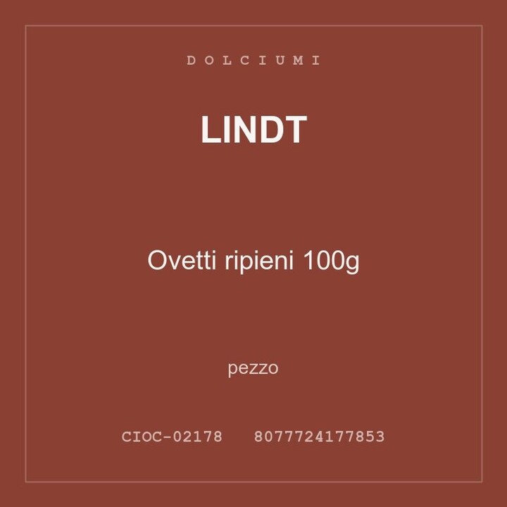 Lindt Ovetti ripieni 100g — conf. 4 pz