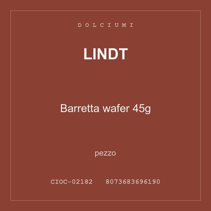 Lindt Barretta wafer 45g — conf. 8 pz