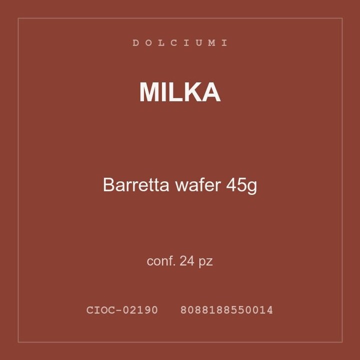Milka Barretta wafer 45g — conf. 50 pz