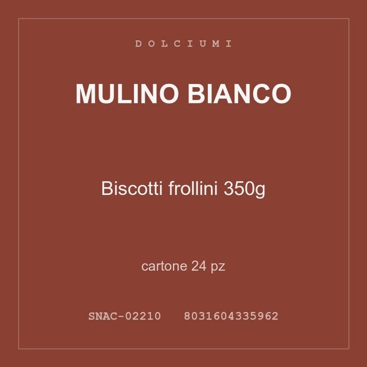 Mulino Bianco Biscotti frollini 350g — cartone 24 pz