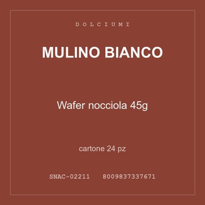 Mulino Bianco Wafer nocciola 45g — cartone 24 pz