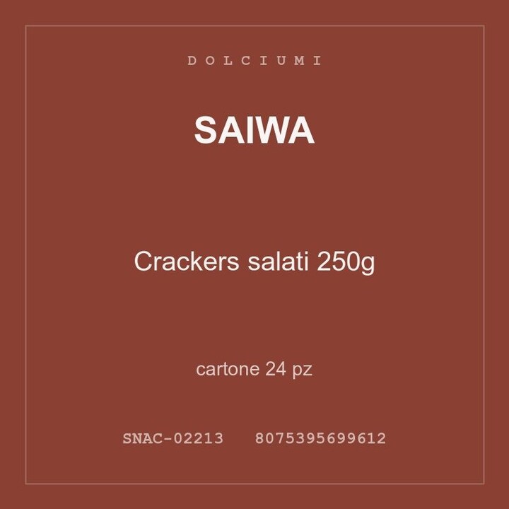 Saiwa Crackers salati 250g — cartone 24 pz
