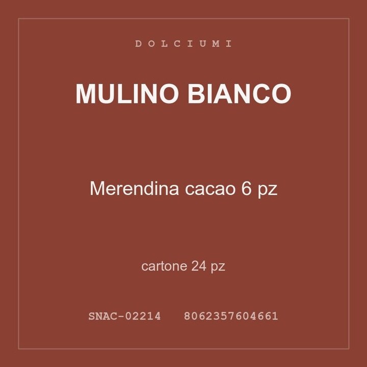 Mulino Bianco Merendina cacao 6 pz — cartone 24 pz
