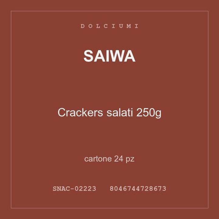 Saiwa Crackers salati 250g — cartone 12 pz