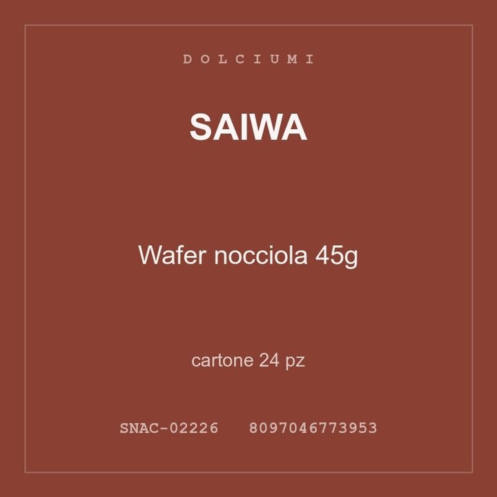 Saiwa Wafer nocciola 45g — cartone 24 pz