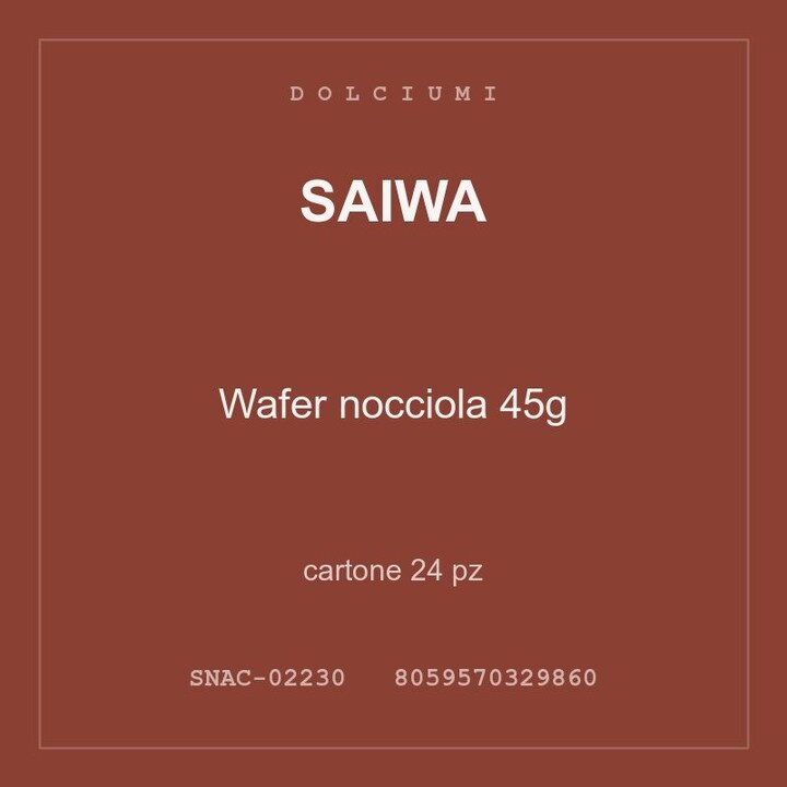 Saiwa Wafer nocciola 45g — cartone 12 pz