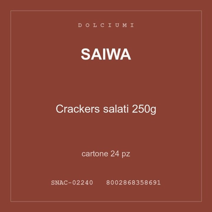 Saiwa Crackers salati 250g — cartone 70 pz
