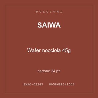 Saiwa Wafer nocciola 45g — cartone 50 pz