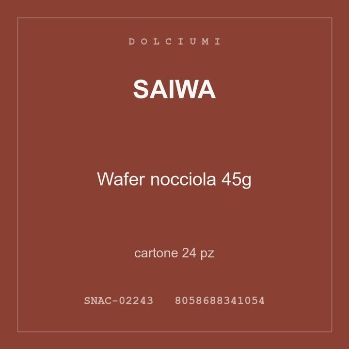 Saiwa Wafer nocciola 45g — cartone 50 pz