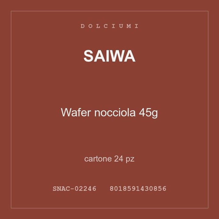 Saiwa Wafer nocciola 45g — cartone 70 pz