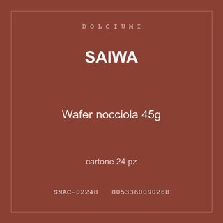 Saiwa Wafer nocciola 45g — cartone 6 pz