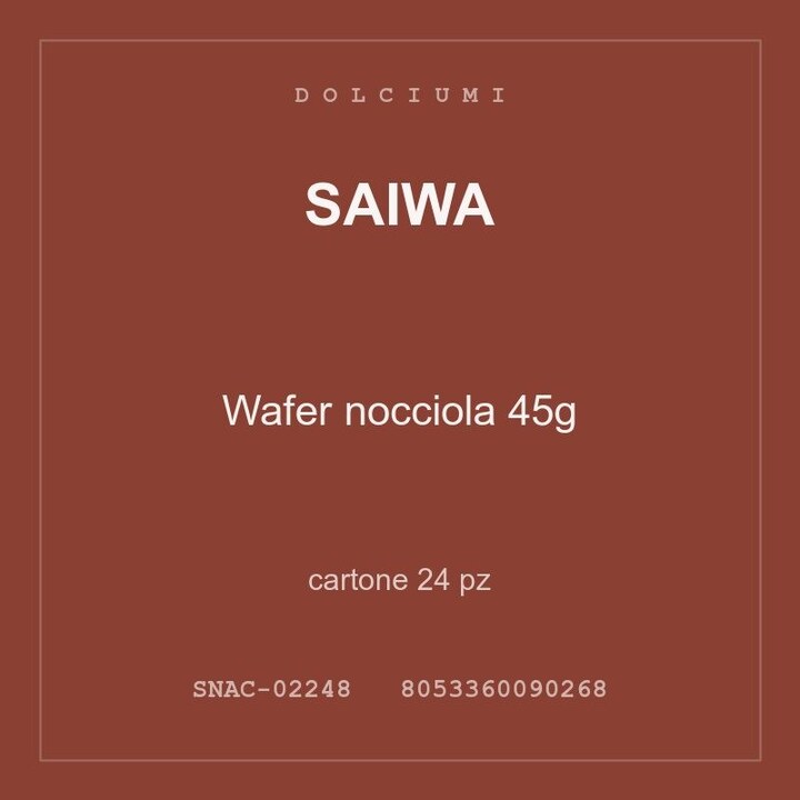Saiwa Wafer nocciola 45g — cartone 6 pz