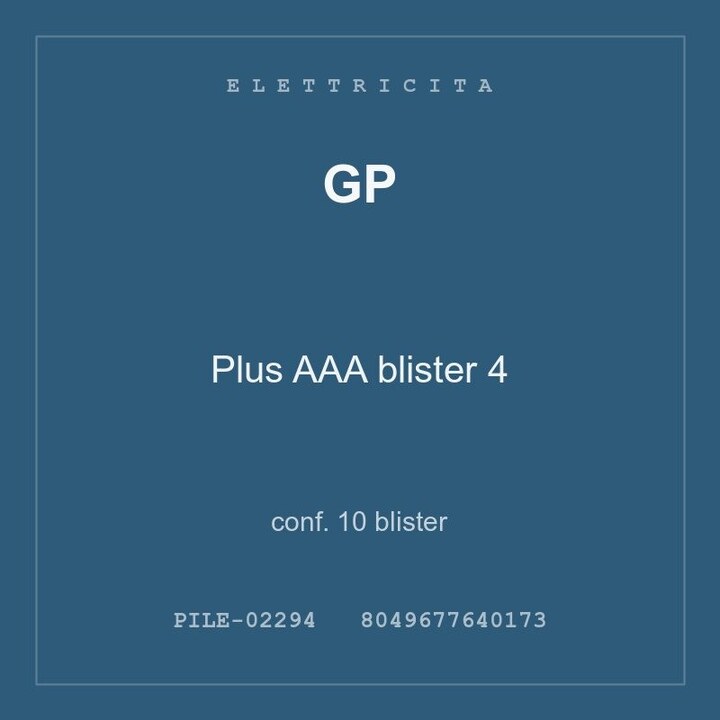 GP Plus AAA blister 4 — conf. 20 blister