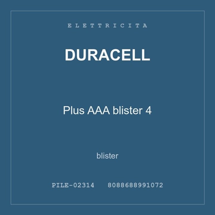 Duracell Plus AAA blister 4 — conf. 2 pz