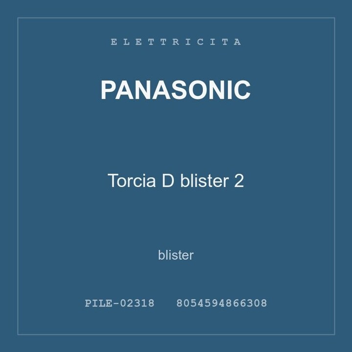 Panasonic Torcia D blister 2 — conf. 3 pz