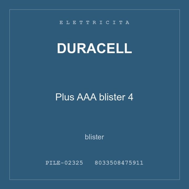 Duracell Plus AAA blister 4 — conf. 4 pz