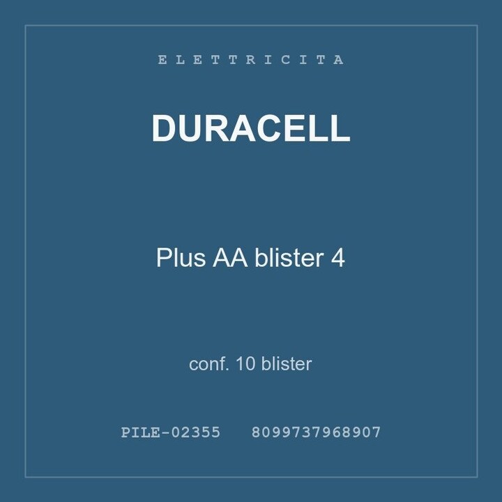 Duracell Plus AA blister 4 — conf. 20 blister