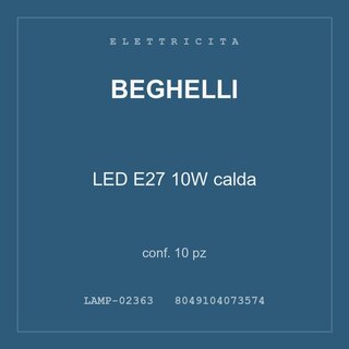 Beghelli LED E27 10W calda — conf. 10 pz