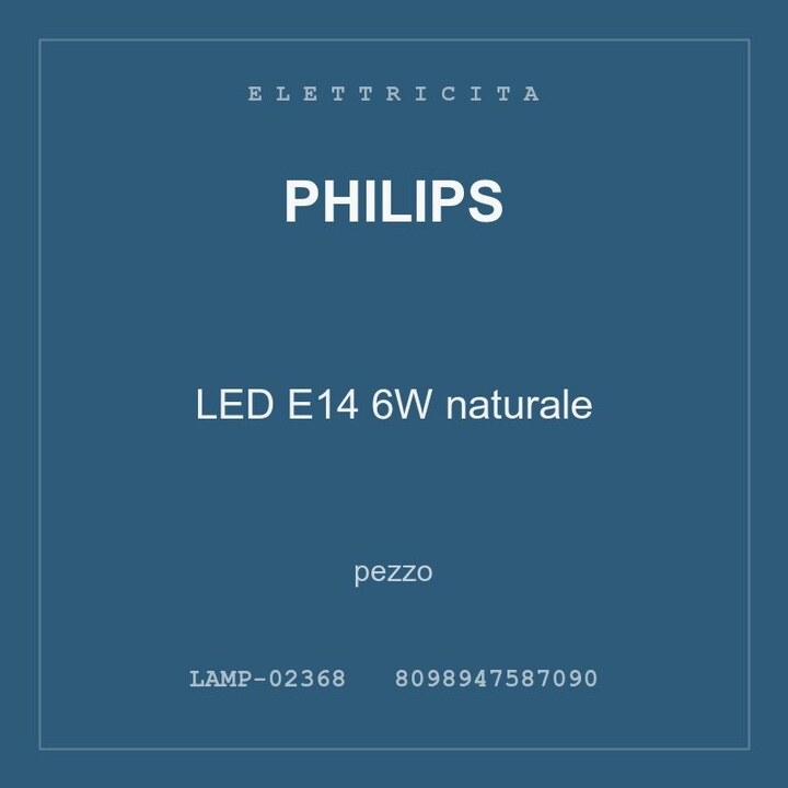 Philips LED E14 6W naturale — conf. 2 pz