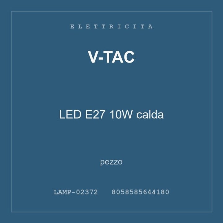V-Tac LED E27 10W calda — pezzo