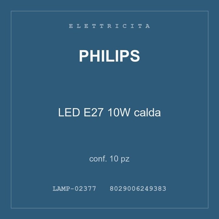 Philips LED E27 10W calda — conf. 20 pz