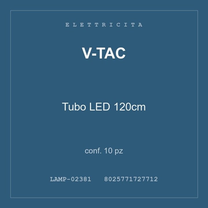 V-Tac Tubo LED 120cm — conf. 10 pz