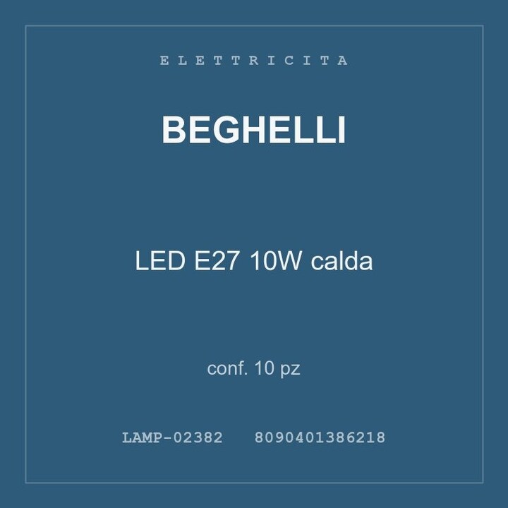 Beghelli LED E27 10W calda — conf. 5 pz