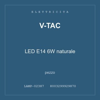 V-Tac LED E14 6W naturale — conf. 2 pz