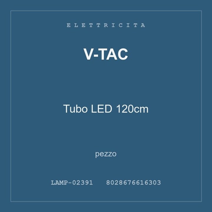 V-Tac Tubo LED 120cm — conf. 2 pz