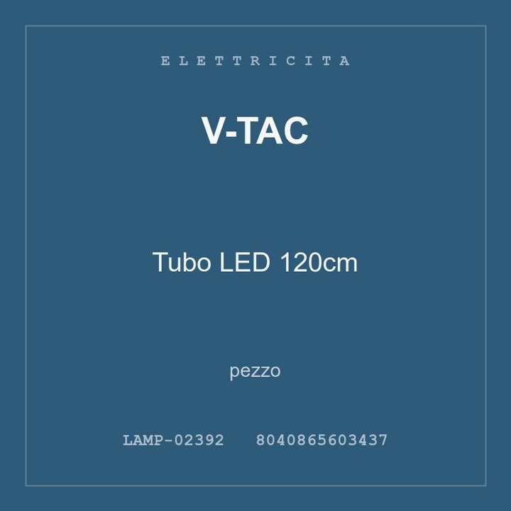 V-Tac Tubo LED 120cm — conf. 3 pz