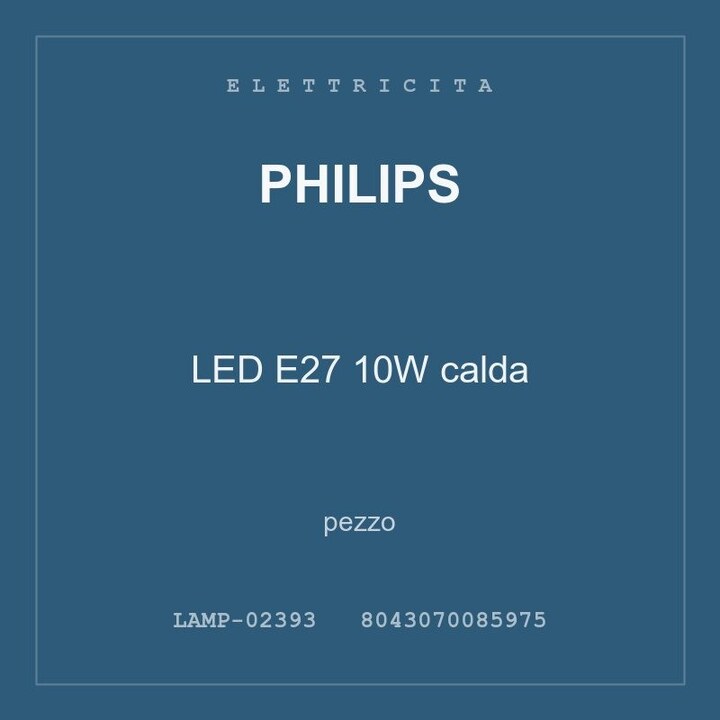 Philips LED E27 10W calda — conf. 2 pz