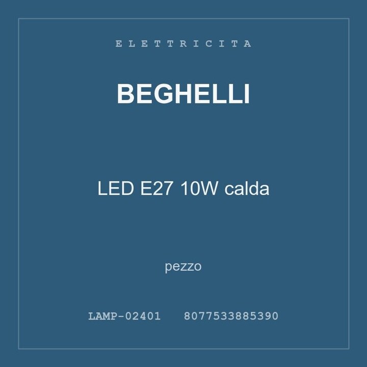 Beghelli LED E27 10W calda — conf. 3 pz