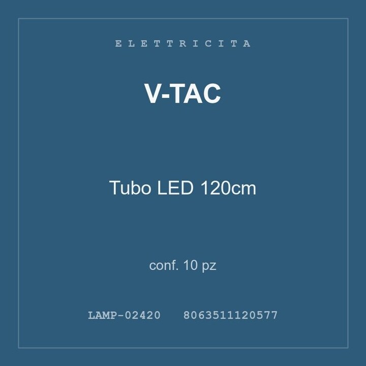 V-Tac Tubo LED 120cm — conf. 5 pz