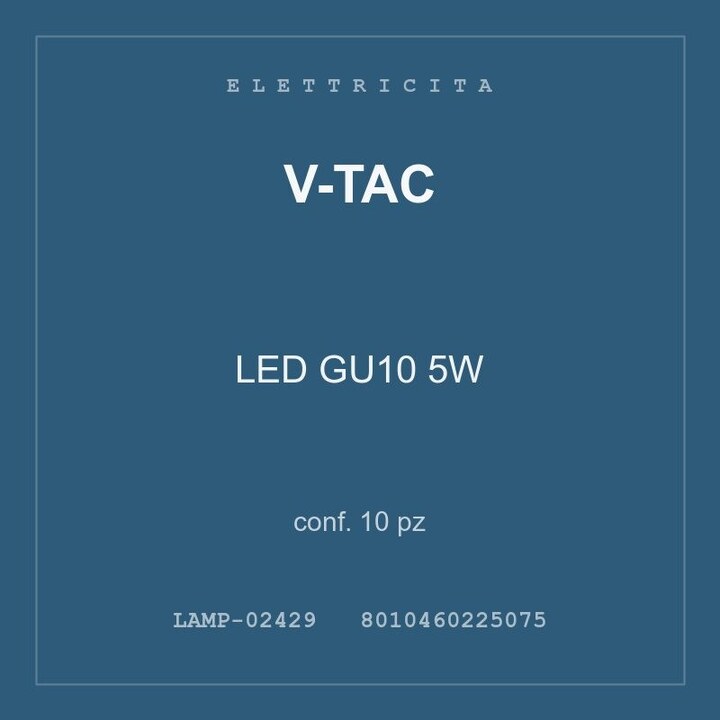 V-Tac LED GU10 5W — conf. 10 pz