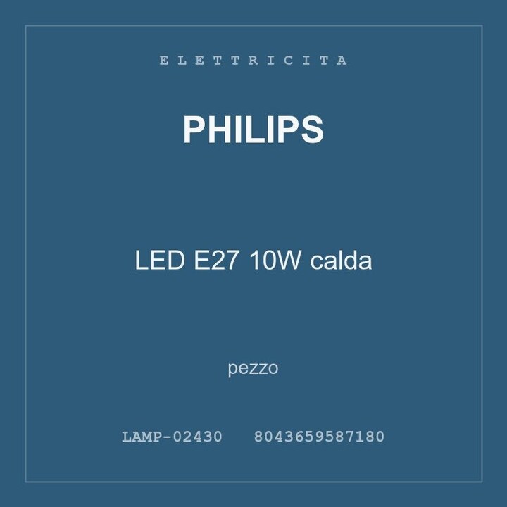 Philips LED E27 10W calda — conf. 3 pz