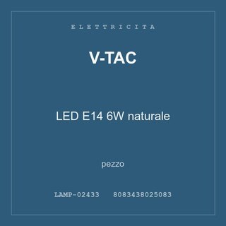 V-Tac LED E14 6W naturale — conf. 3 pz