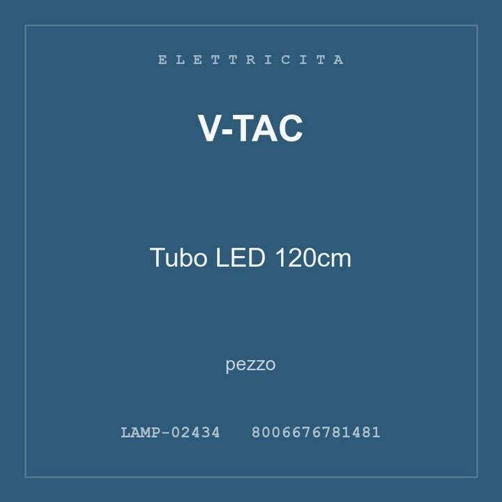 V-Tac Tubo LED 120cm — pezzo singolo